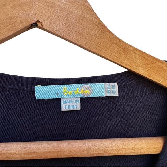 Boden Cotton/Cashmere Smocked Sweater Shift Dress Navy 10 L Large - Picture 2 of 6